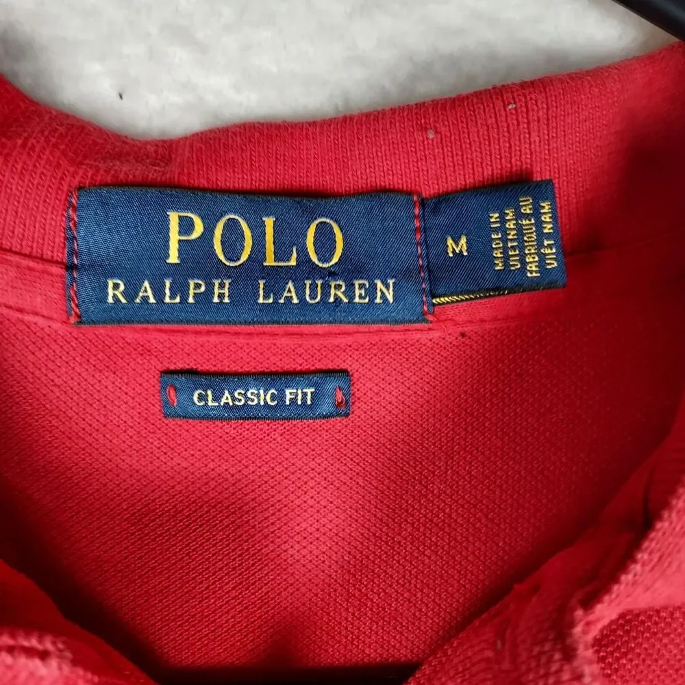 Polo Ralph Lauren Classic Fit Mesh Polo Shirt Mens M Red Pony Cotton